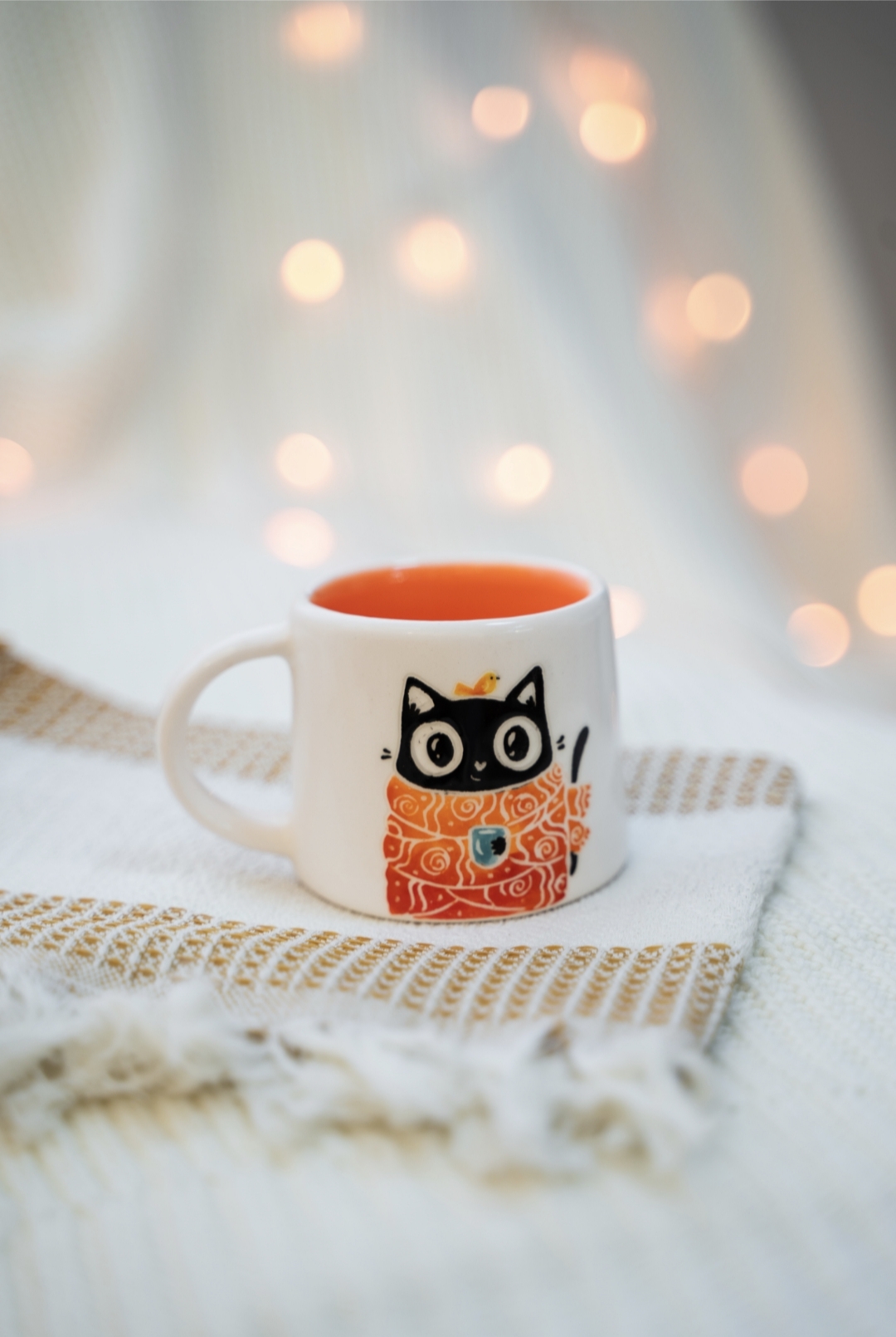 ماگ سرامیکی طرح گربه شالگردنی