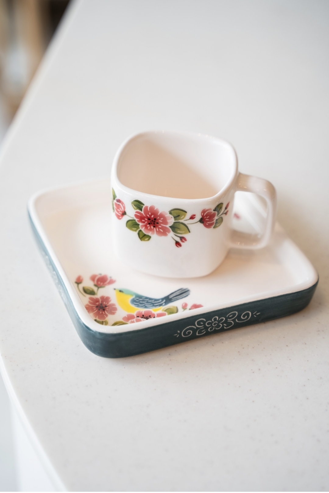 ست چایخوری تک نفره  طرح گل و مرغ