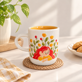 ماگ سرامیکی دختر و گل لاله