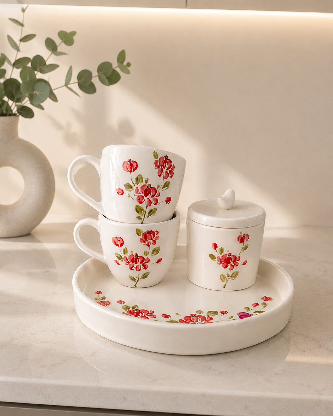 ست چایخوری سرامیکی طرح گل پیونی
